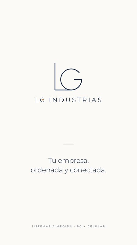 Página 1 de la presentación: el logo de LG Industrias y la frase Tu empresa, ordenada y conectada