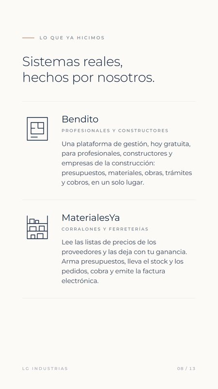 Página 8: Sistemas reales, hechos por nosotros, con Bendito y MaterialesYa